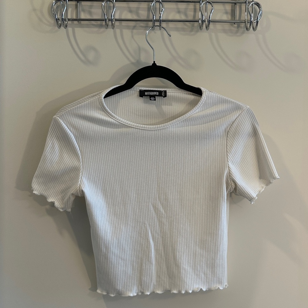 Missguided White Ribbed Crop Top